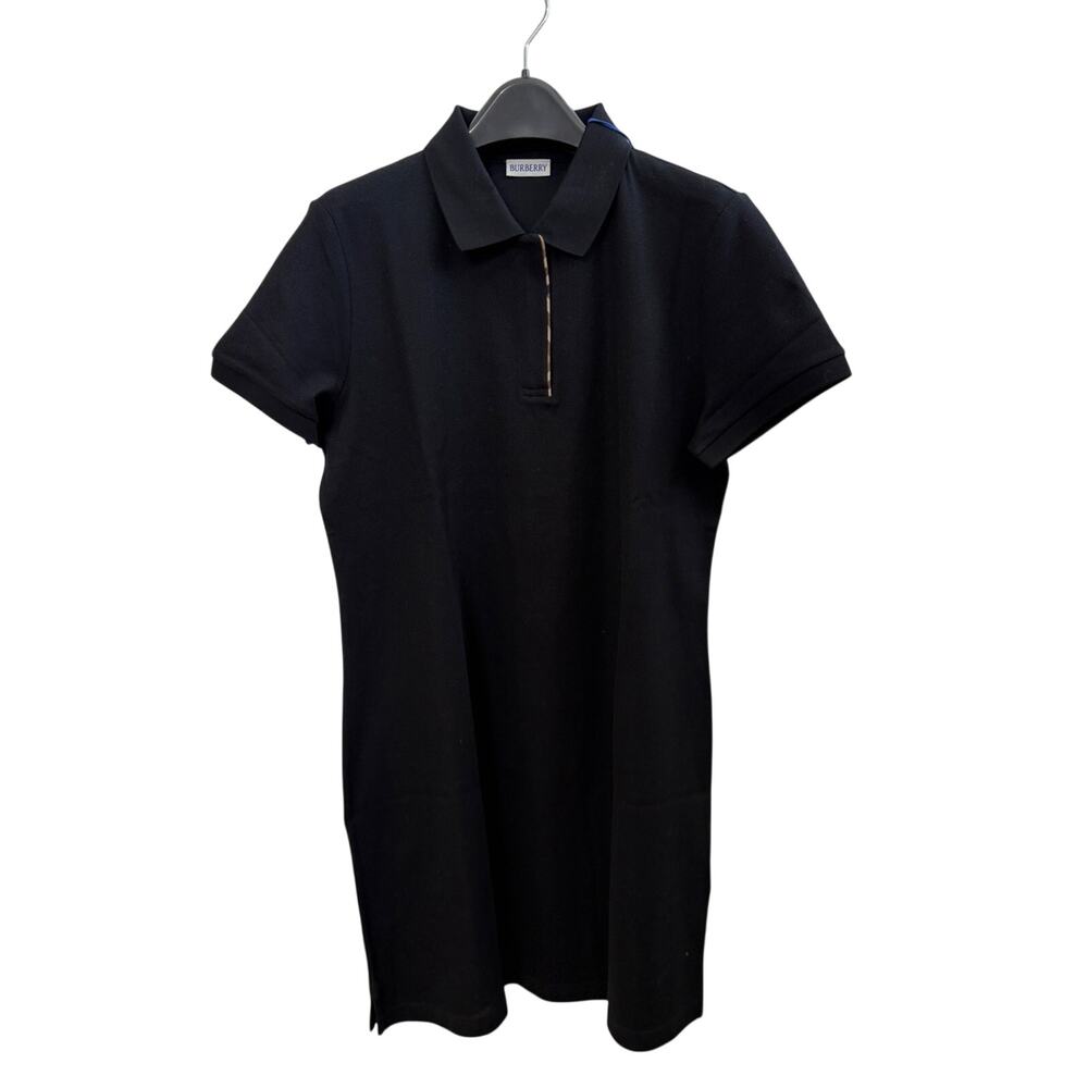 Burberry Black Polo Mini Dress with Signature Check New L - Picture 4 of 10